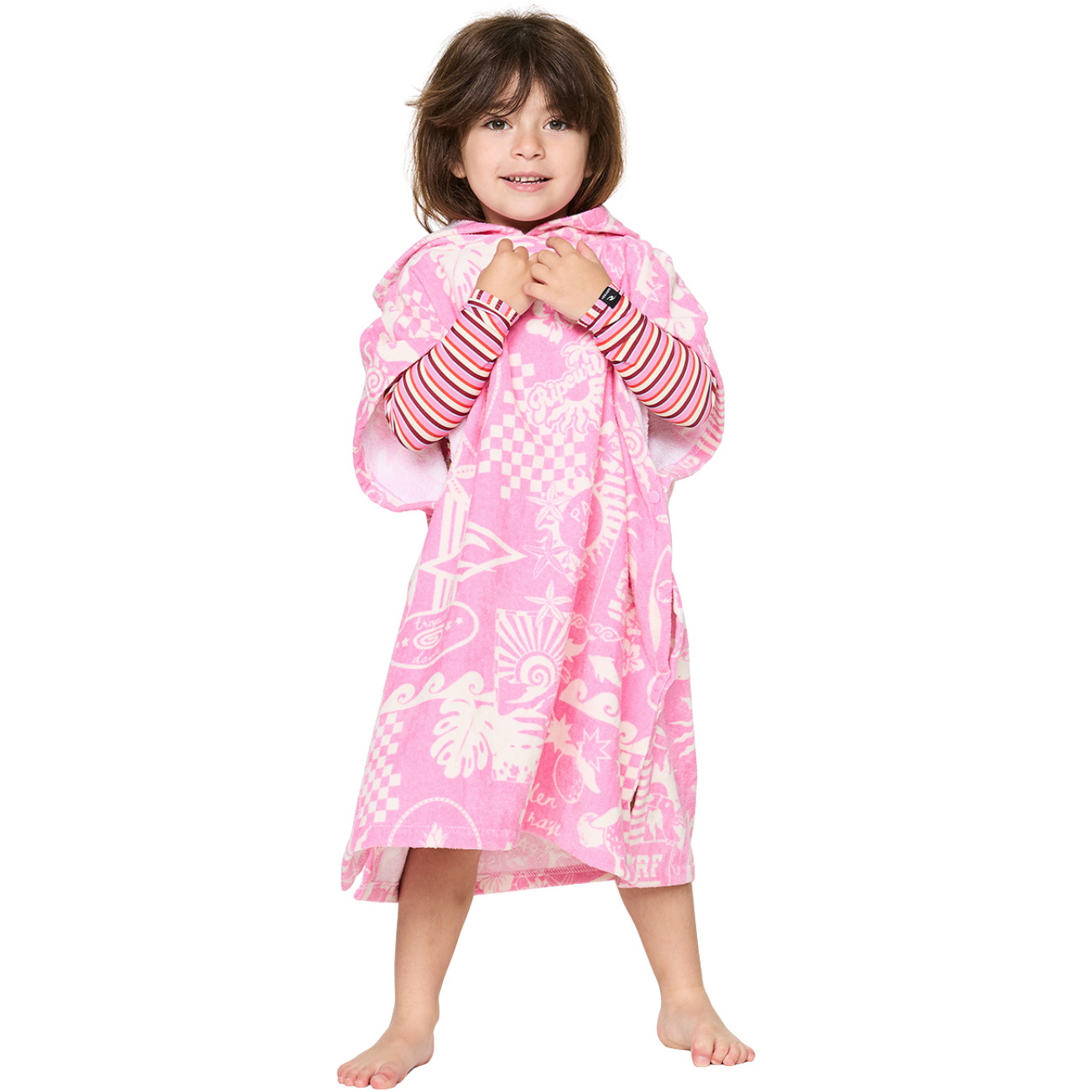 2026 Rip Curl Junior Misch-Snap-Baumwolle Hooded Handtuch 00AJTO - Natural / Pink